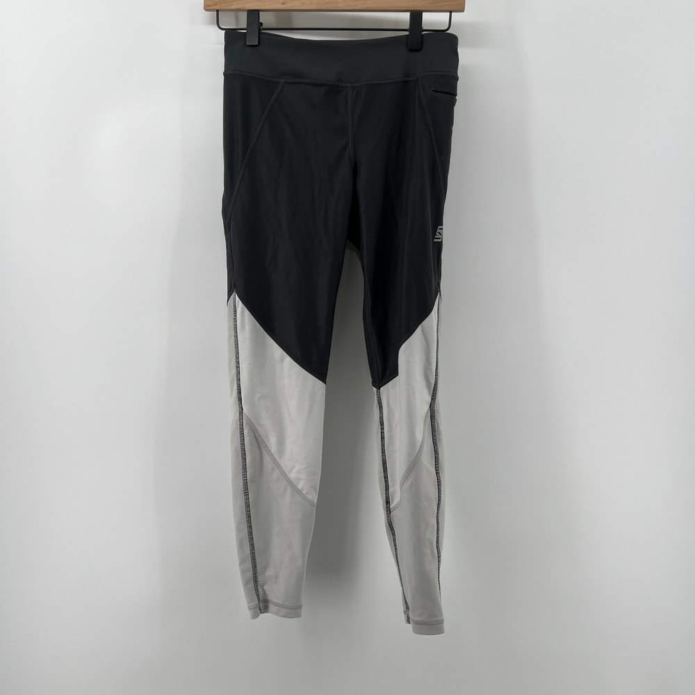 Second Skin Women S Mid-Rise Compression 25" Ankle Leggings‎ Tights Gray White